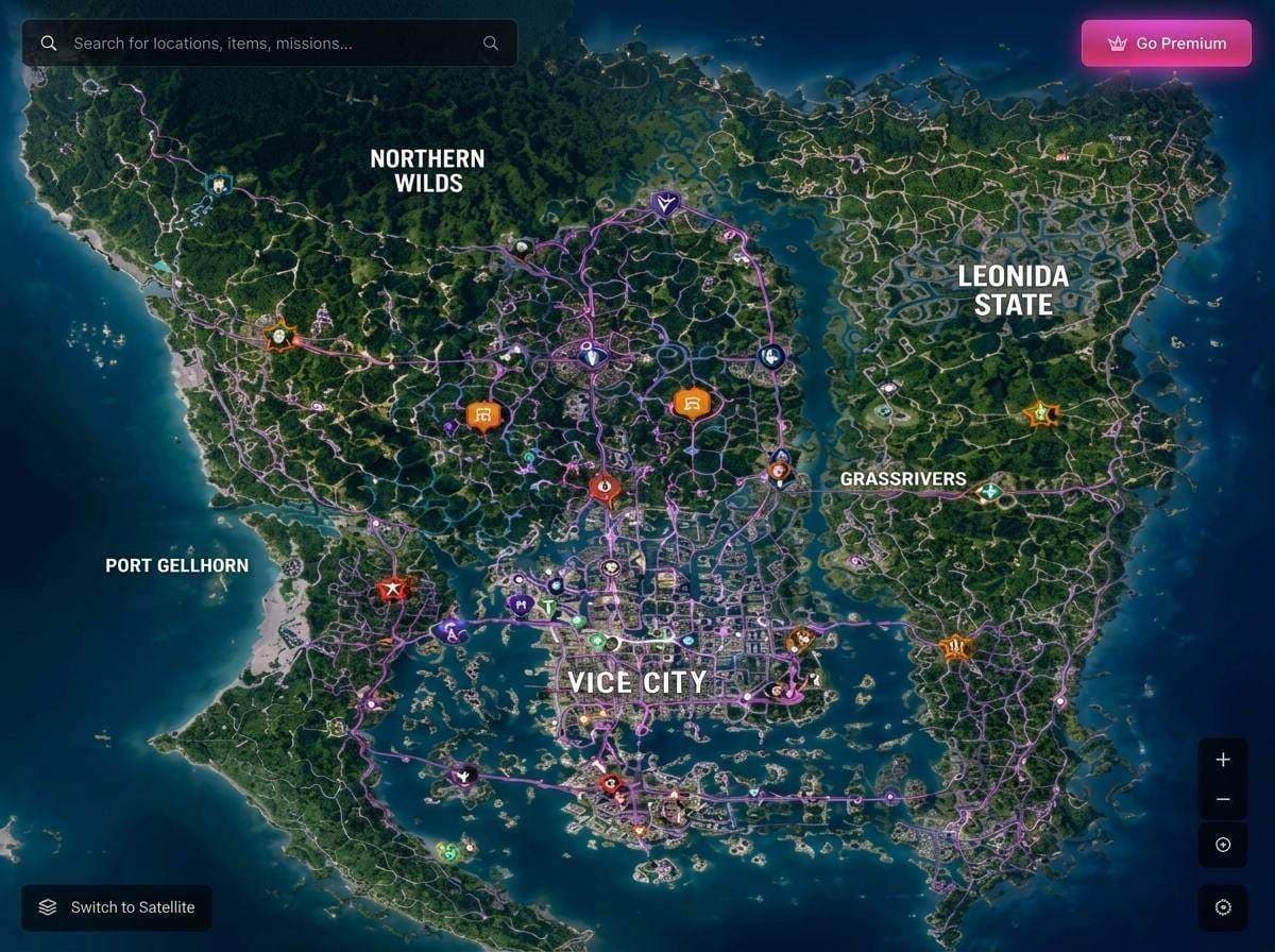 Leonida & Vice City High Definition Satellite Map
